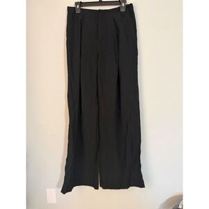 A New Day Black High Rise Relaxed Fit Wide Leg Trouser Pants Women Size 6